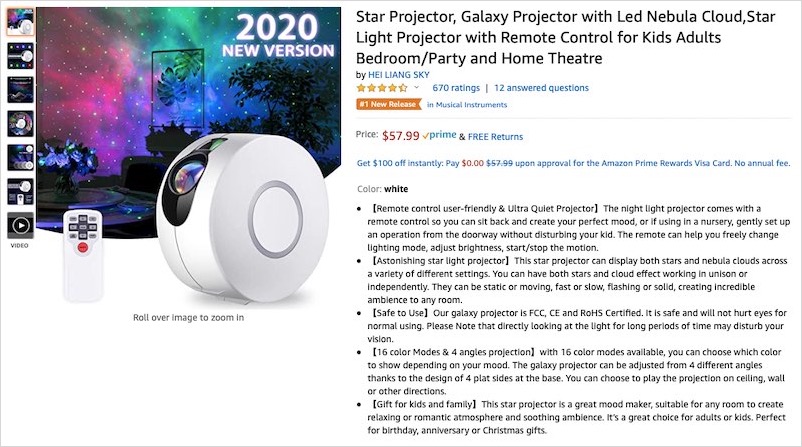 Amazon star projector squashed
