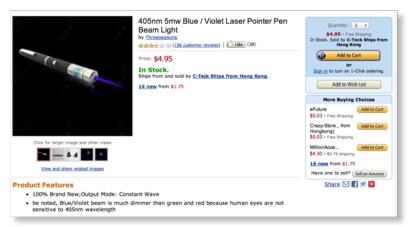 Amazon 450nm 5mw laser pointer